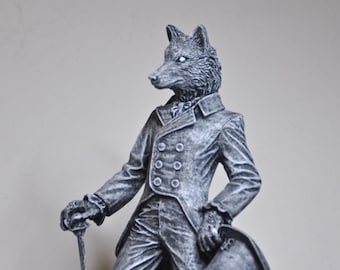 RESERVED for Barrett Van Sise, Gentleman Wolf Statue unpainted