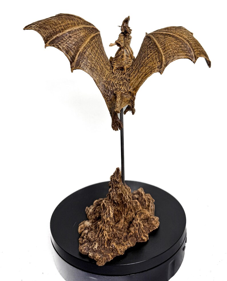 Witch Riding A Bat Witch Riding Bat Statue, Hand Painted Resin Sculpture, Gothic Fantasy ...