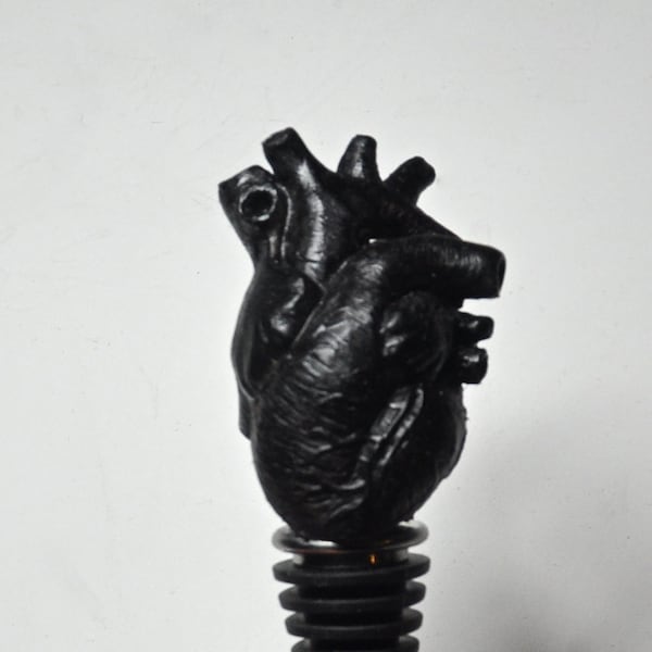 Anatomical Heart Winestopper, Black