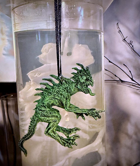 Chupacabra Ornament, Hand Painted Resin Sculpture | Cryptozoology Creature Figurine | Urban Legend Chupacabra Monster, Horror Ornament