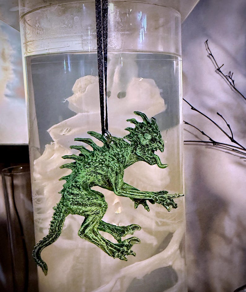 Chupacabra Ornament, Hand Painted Resin Sculpture | Cryptozoology Creature Figurine | Urban Legend Chupacabra Monster, Horror Ornament image 1