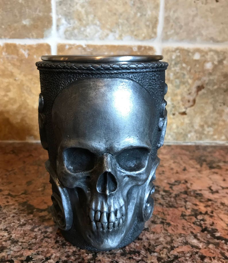 Necromancer Skull Mug. Pewter Finish image 5