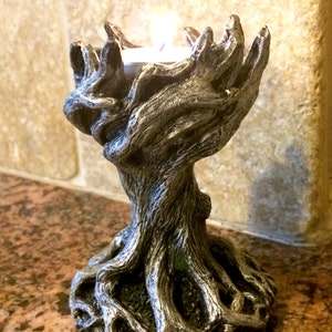 Yggdrasil the World Tree Tealight Holder, Pewter Finish image 4