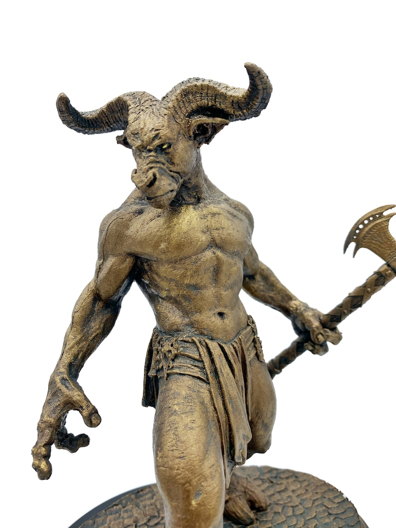 Minotaur Statue, Hand Painted Resin Sculpture Mythical Creature
