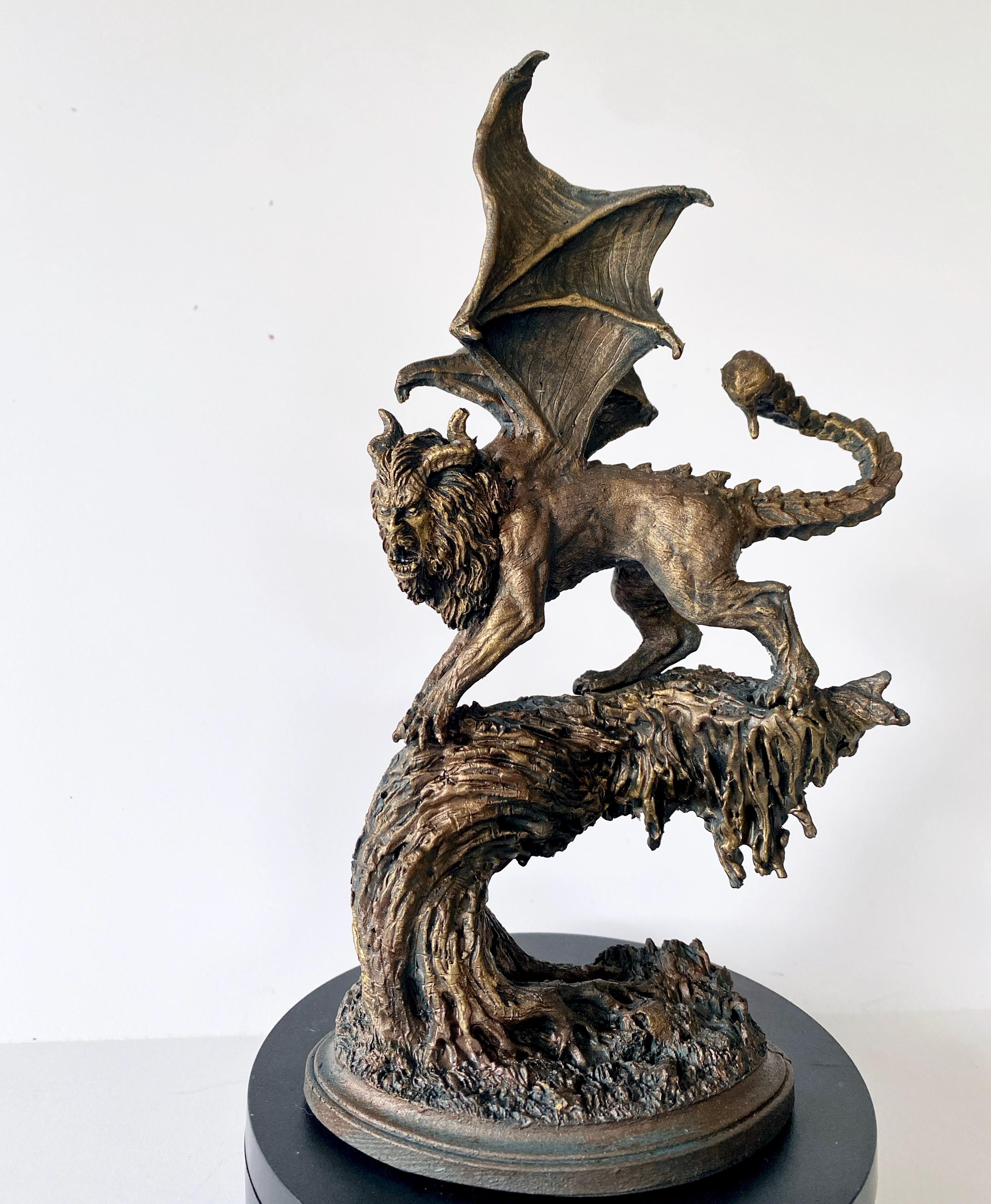 Manticore Statue, Hand Painted Resin Sculpture | Mythical Creature