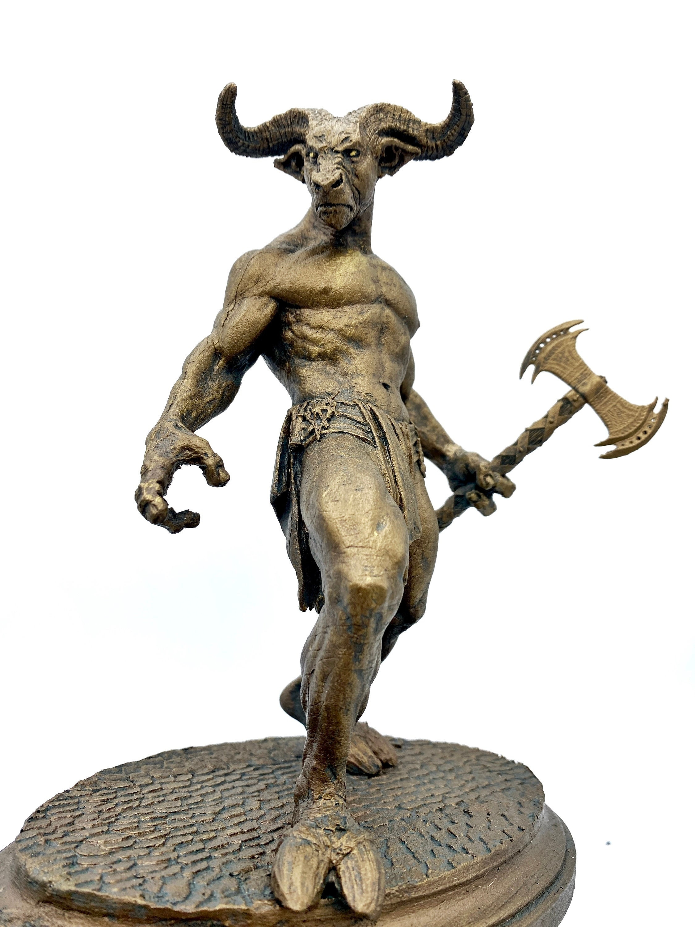 Minotaur Statue, Hand Painted Resin Sculpture | Mythical Creature