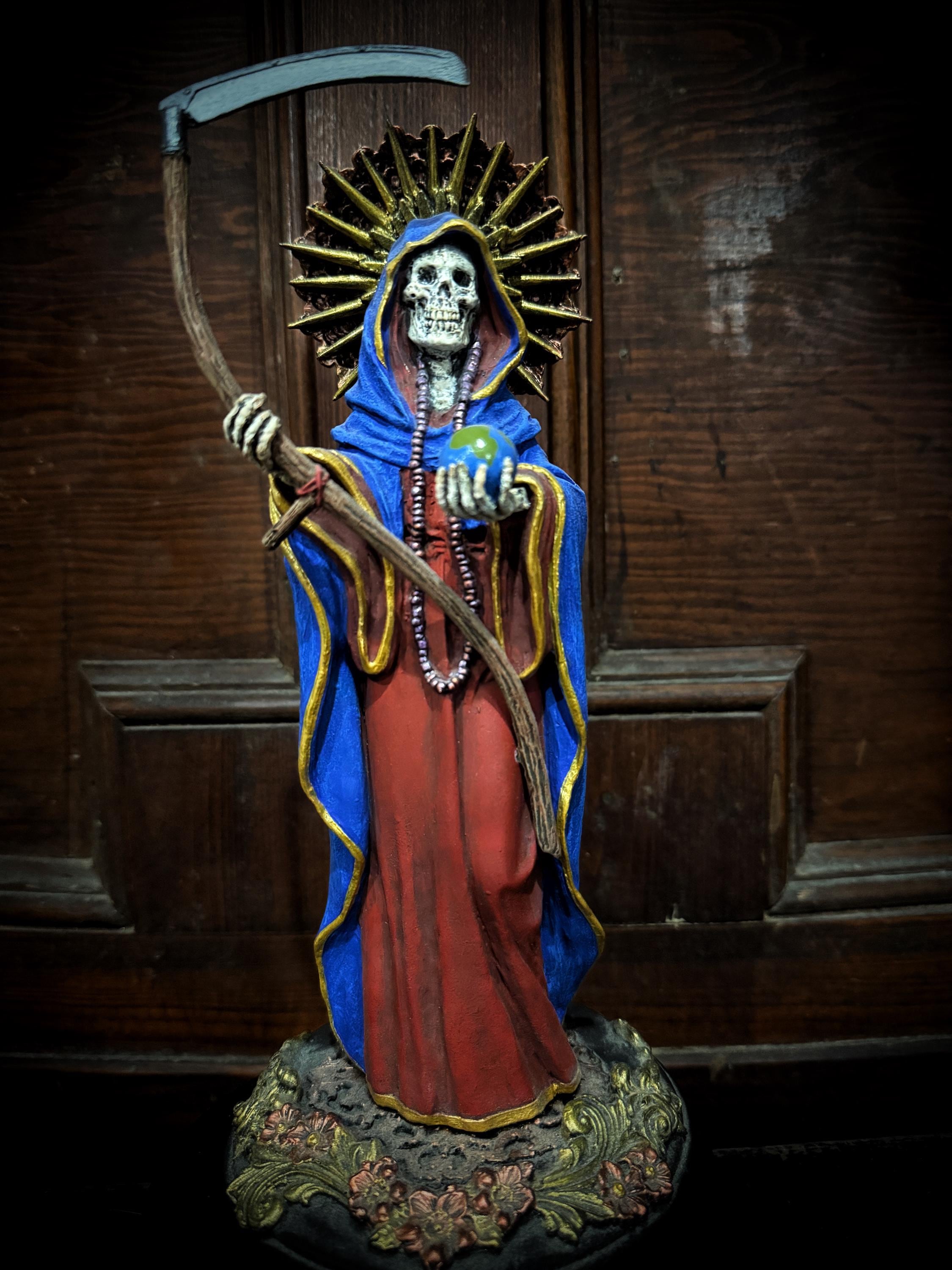 アンティーク チェコ デスアート 死神 Santa Muerte Statue, Full Color Sculpture | Mexican Saint of Death