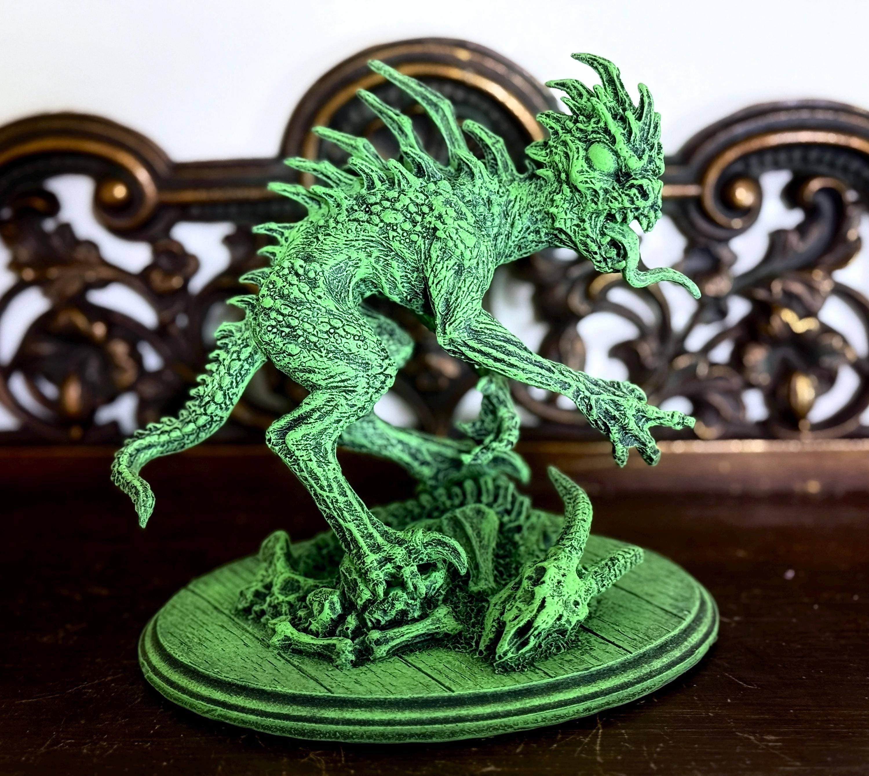 Chupacabra Statue, Hand Painted Resin Sculpture |cryptozoology