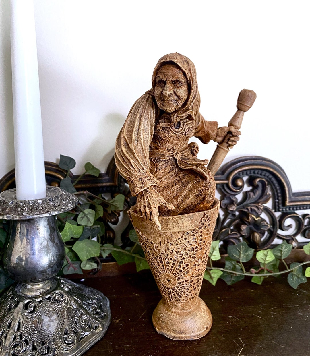 Baba Yaga, the Russian Witch Statue, Hand Painted Resin Sculpture ...