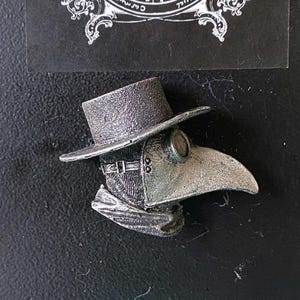 Plague Doctor Magnet, Hand Painted Resin Sculpture | Gothic Fantasy Decor | Plague Dr. Magnet for Fantasy and Gothic Decor