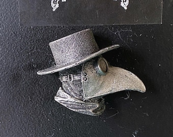 Plague Doctor Magnet, Hand Painted Resin Sculpture | Gothic Fantasy Decor | Plague Dr. Magnet for Fantasy and Gothic Decor