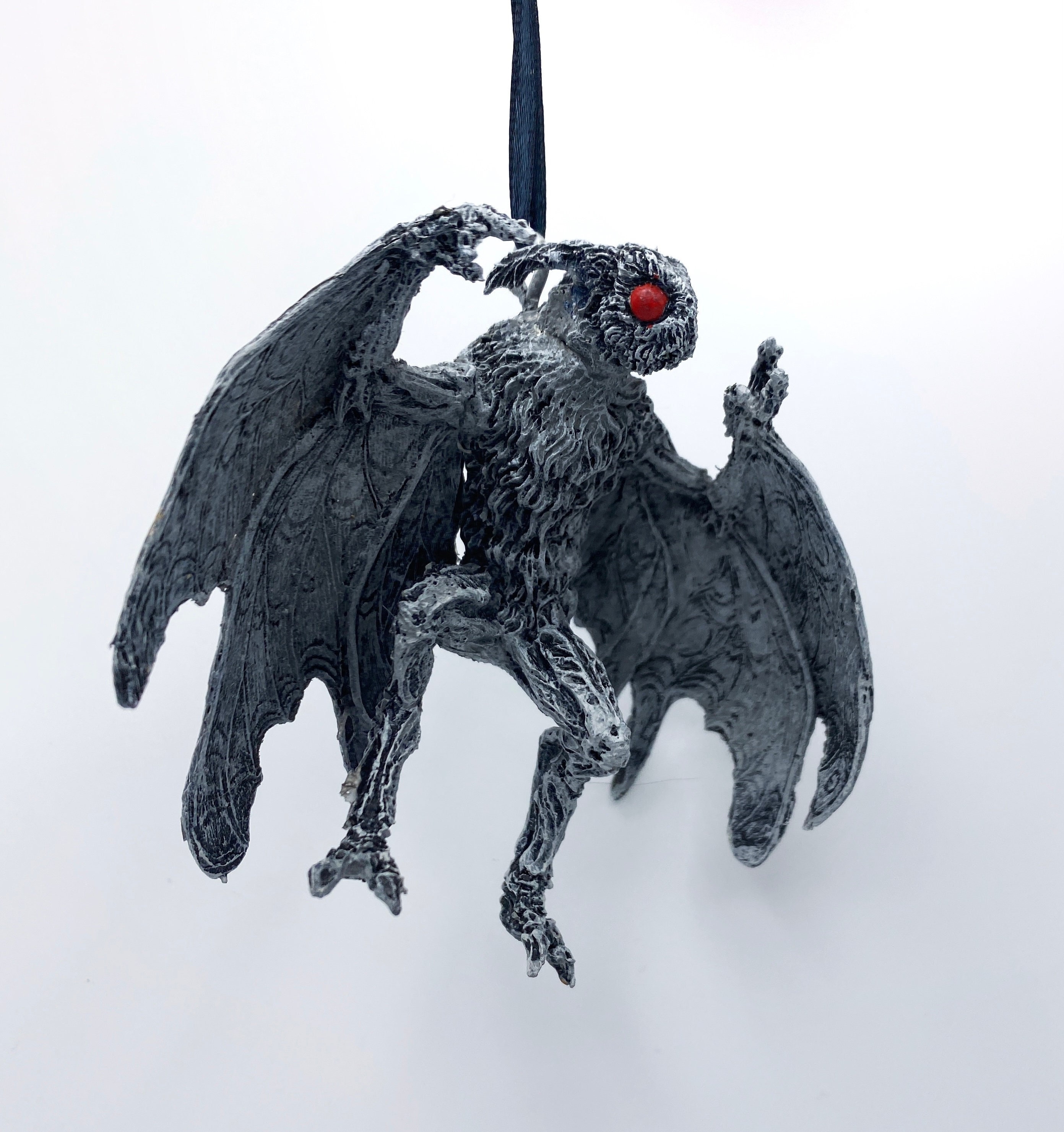 Mothman Ornament, Hand Painted Resin Sculpture | Cryptozoology Creature Figurine | Urban Legend Moth Man Monster Ornament, Horror Art Decor