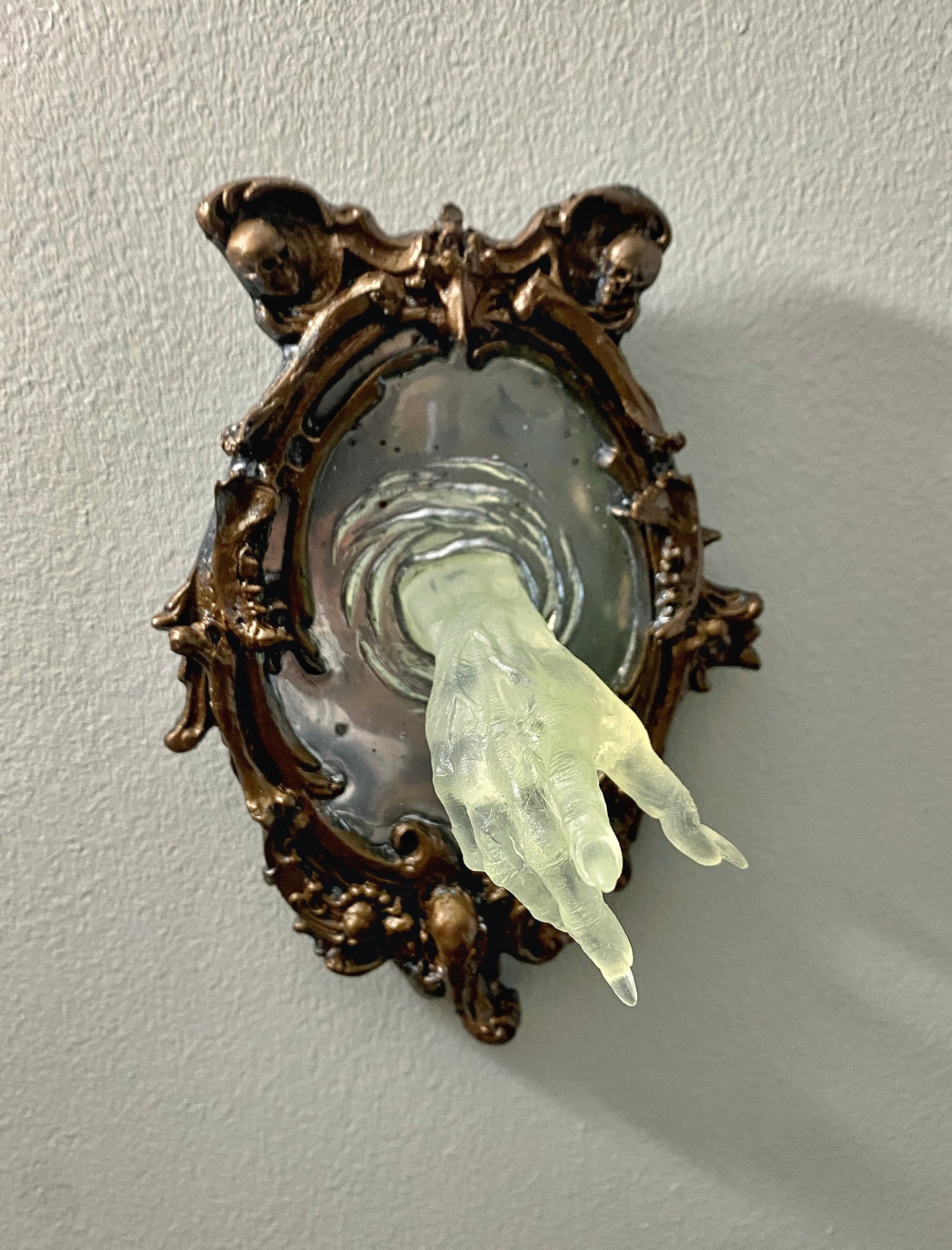 Spectral Hand Wall Plaque, Glow in the Dark Resin | Victorian Gothic Haunted Wall Art |Ghost Hand Gift for Halloween, Spooky Home Decor