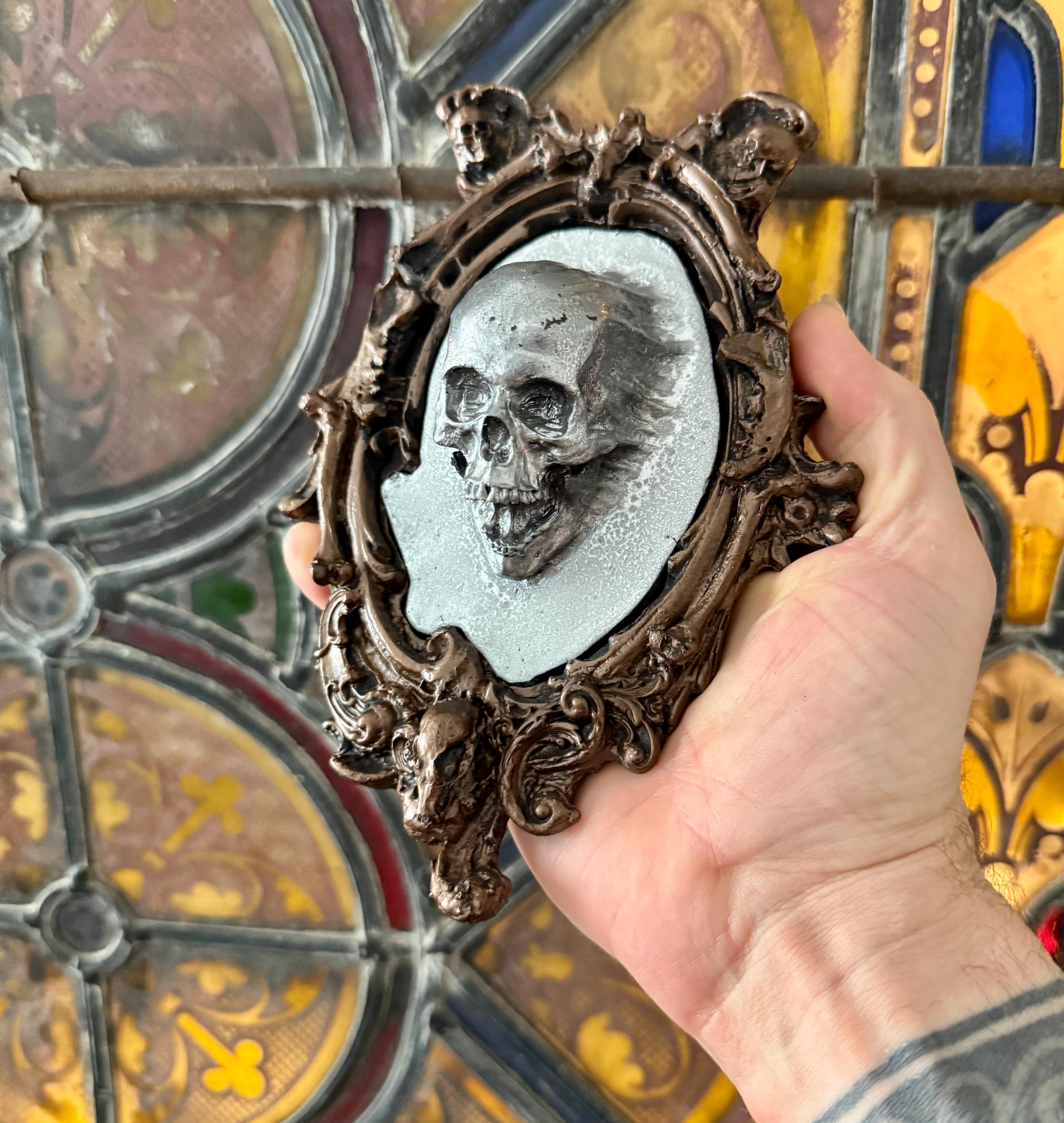 Spectral Skull Wall Plaque, Resin Sculpture | Victorian Gothic