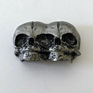 Conjoined Twins Skull Magnet, Pewter Finish image 3