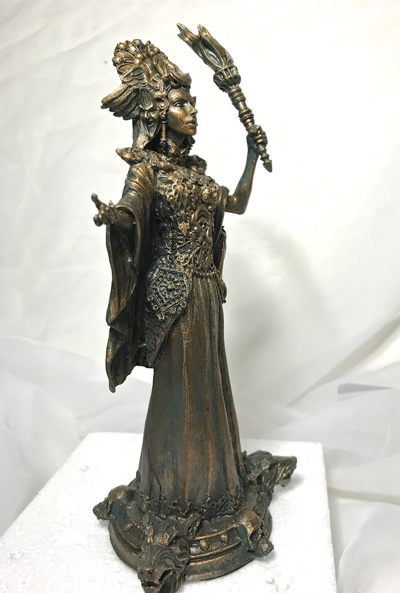 Hecate Statue - Greek Goddess Of Magic & Witchcraft, 8 1/4" Bronze Finish Figurine By Veronese