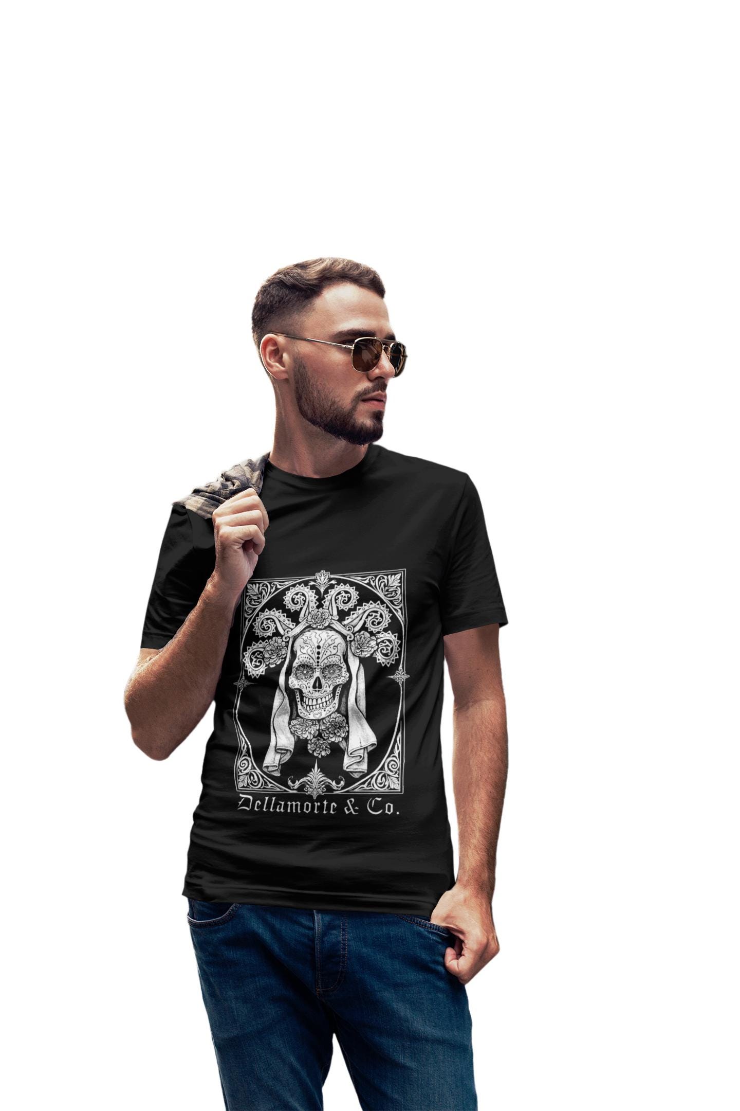 死者の日ユニセックスTシャツ、ゴシックシュガースカルTシャツ