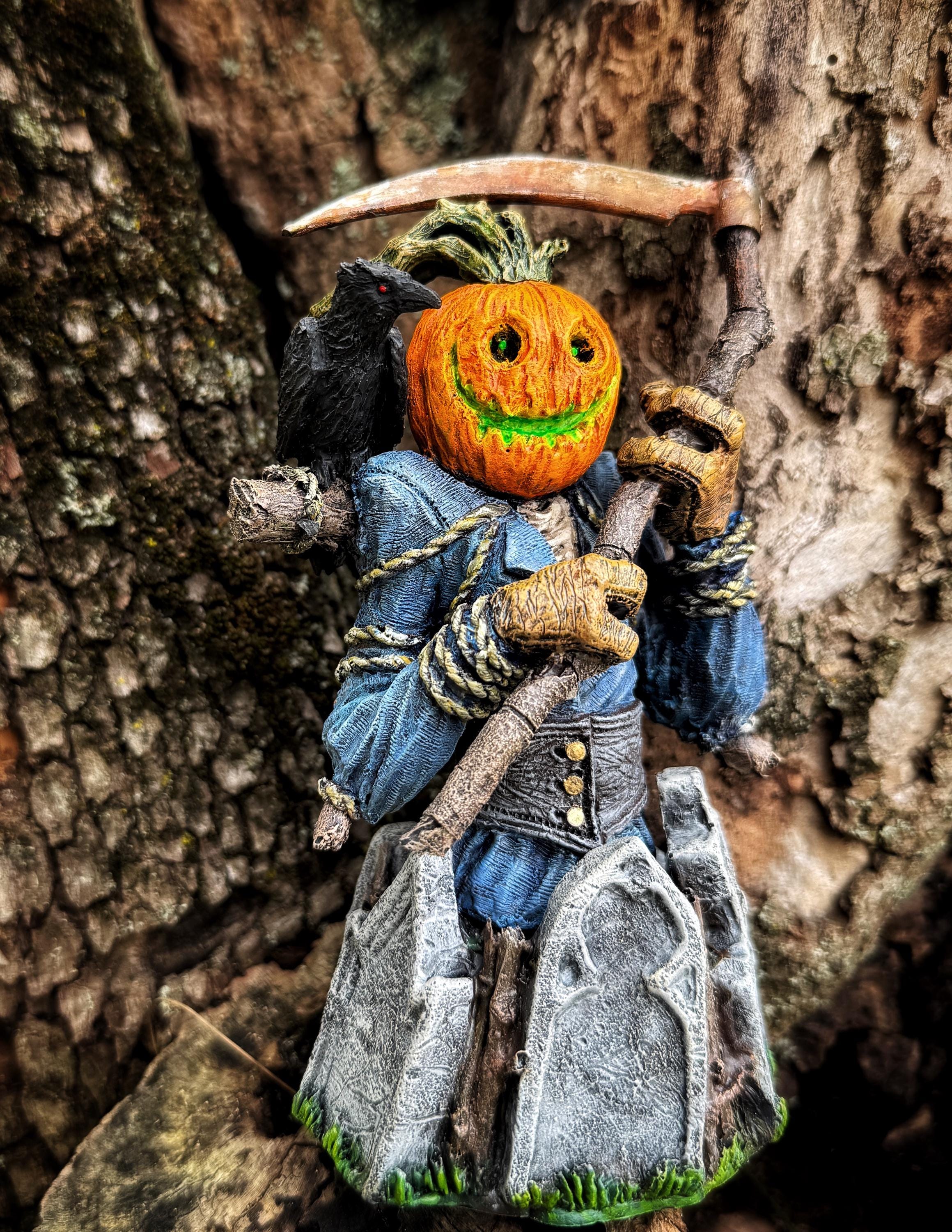 Jack-o'lantern Scarecrow Bust, Full Color Resin Statue | Pumpkin