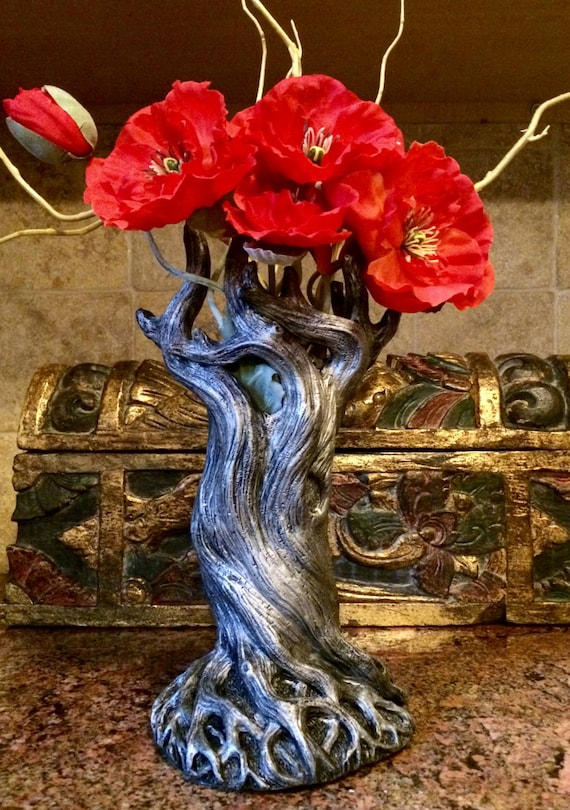 Tree Vase, Pewter Finish | Unique Woodland Rustic Home Decor