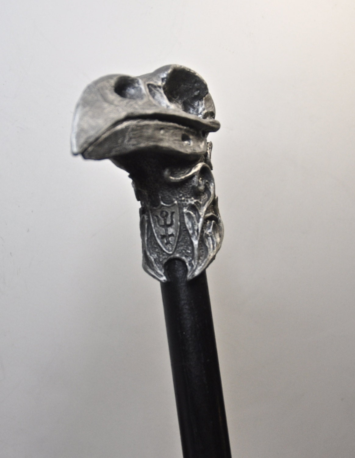 SO COOL!! I want one!! Italian Pewter Raven Skull Walking stick