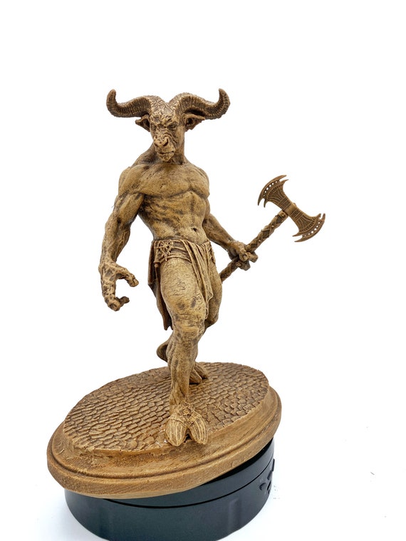 Minotaur Statue, Hand Painted Resin Sculpture | Mythical Creature