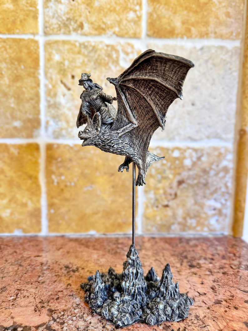 Bat Rider Witch Statue, Hand Painted Resin Sculpture, Gothic Fantasy ...