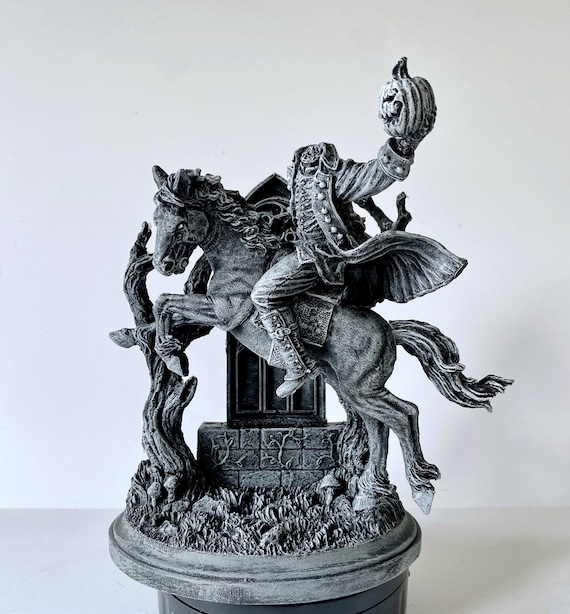 Headless Horseman Riding Statue, Hand Painted Resin Sculpture