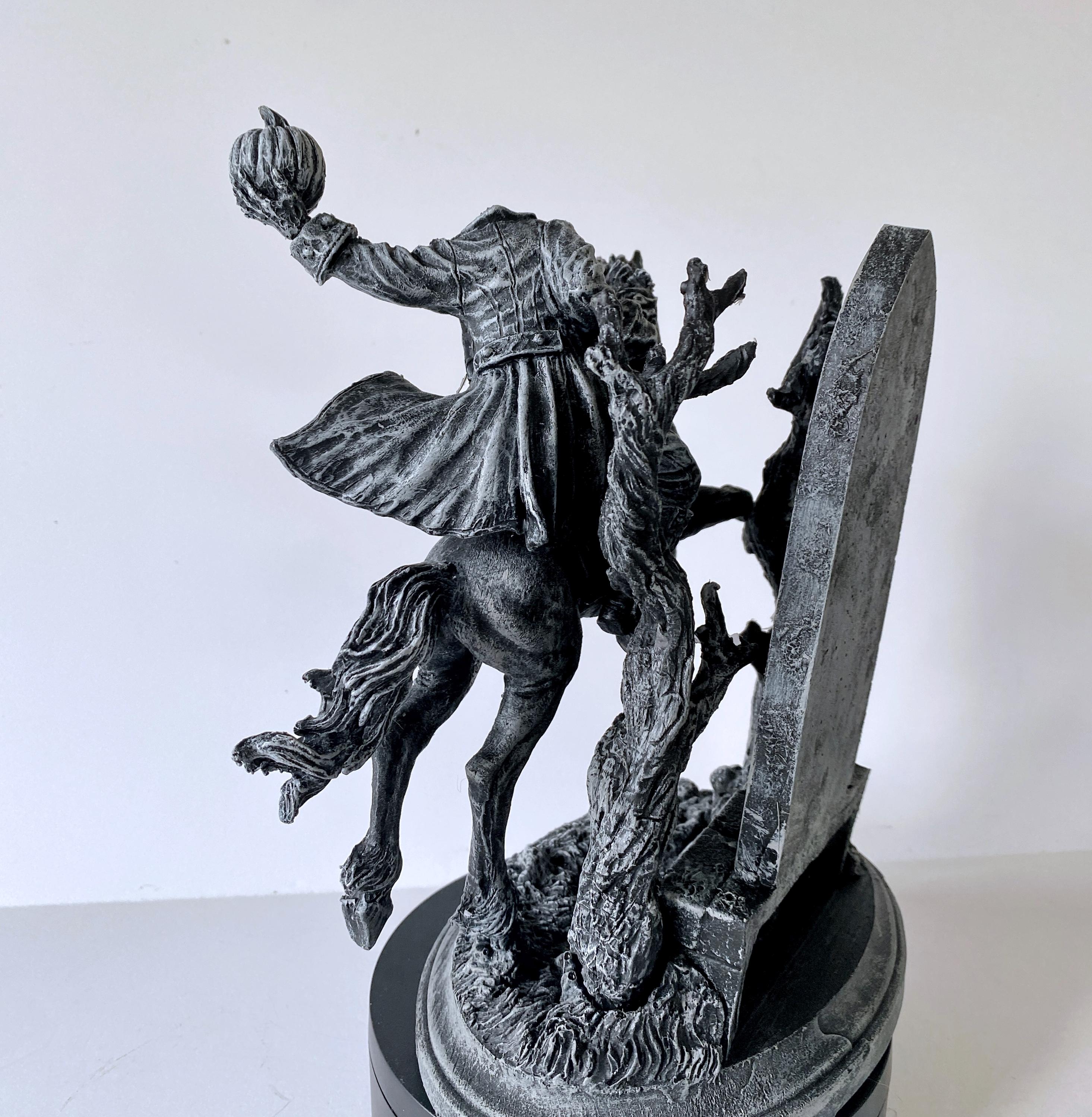 Headless Horseman Riding Statue, Hand Painted Resin Sculpture