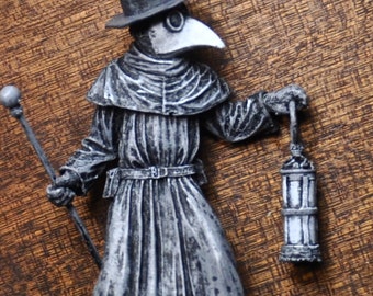 Plague Doctor Ornament, Hand Painted Resin Sculpture | Gothic Medieval History Figurine | Dark Folklore Ornament for Spooky Holiday Decor