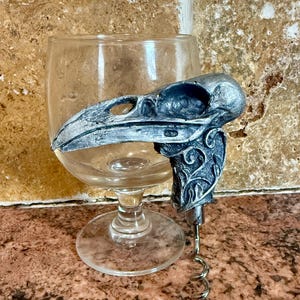 Raven Skull Corkscrew, Hand Sculpted Resin | Gothic Art Barware | Raven Crow Skull Cork Screw, Gothic Wine Gift and Home Decor image 6