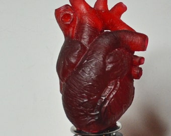 Anatomical Heart Winestopper, Translucent Red