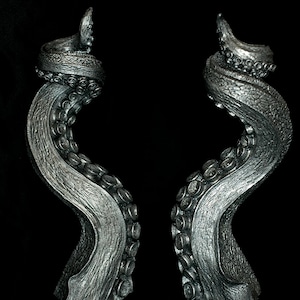 Pair ofTentacle Candlestick Holders, Pewter Finish