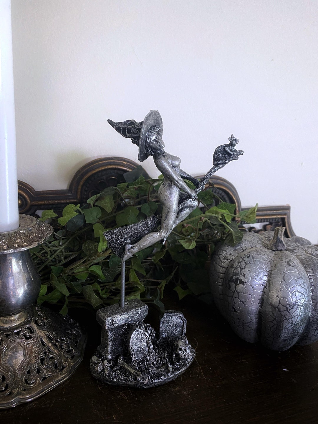 Witch s Sabbath: Broomstick Rider Statue Hand Painted Resin Sculpture Witch s Sabbath: Broomstick Rider Statue Hand Painted Resin Sculpture