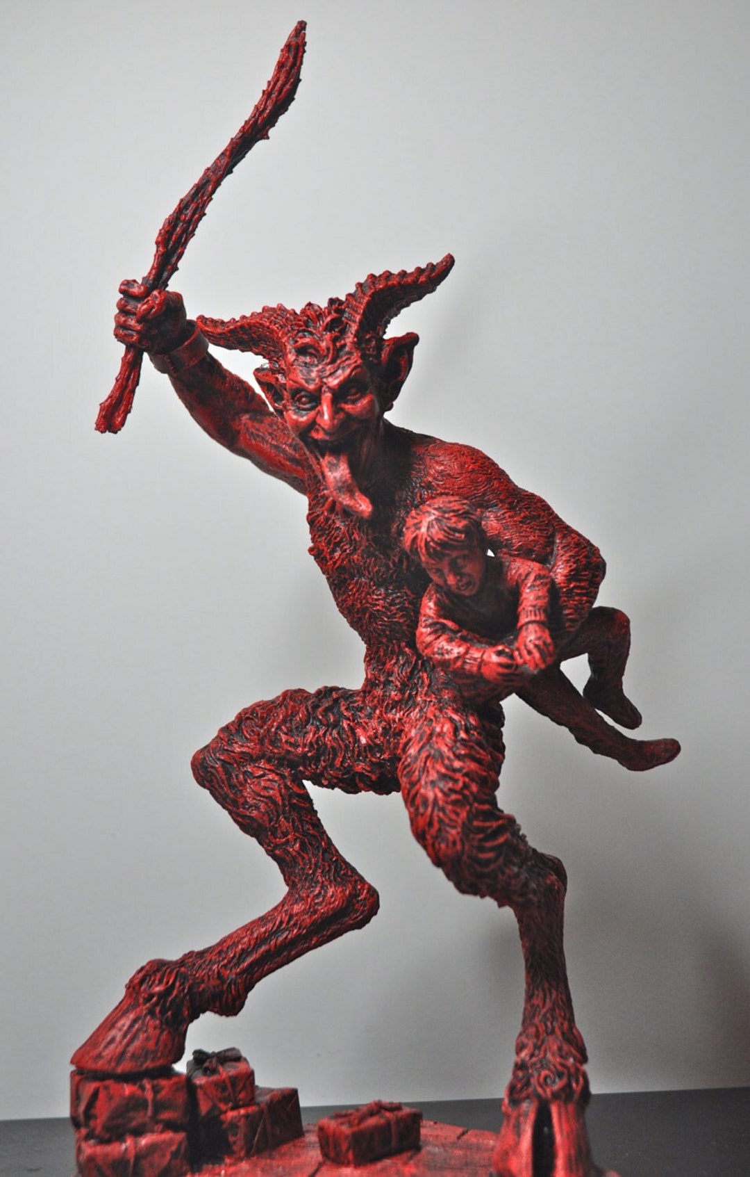Krampus II Statue, Hand Painted Resin Red Finish | Mythical