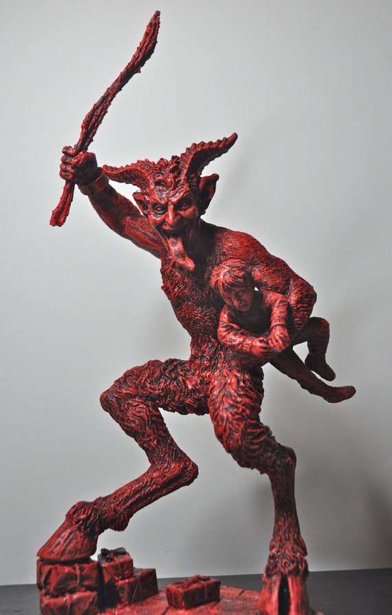 Krampus II Statue, Hand Painted Resin Red Finish | Mythical