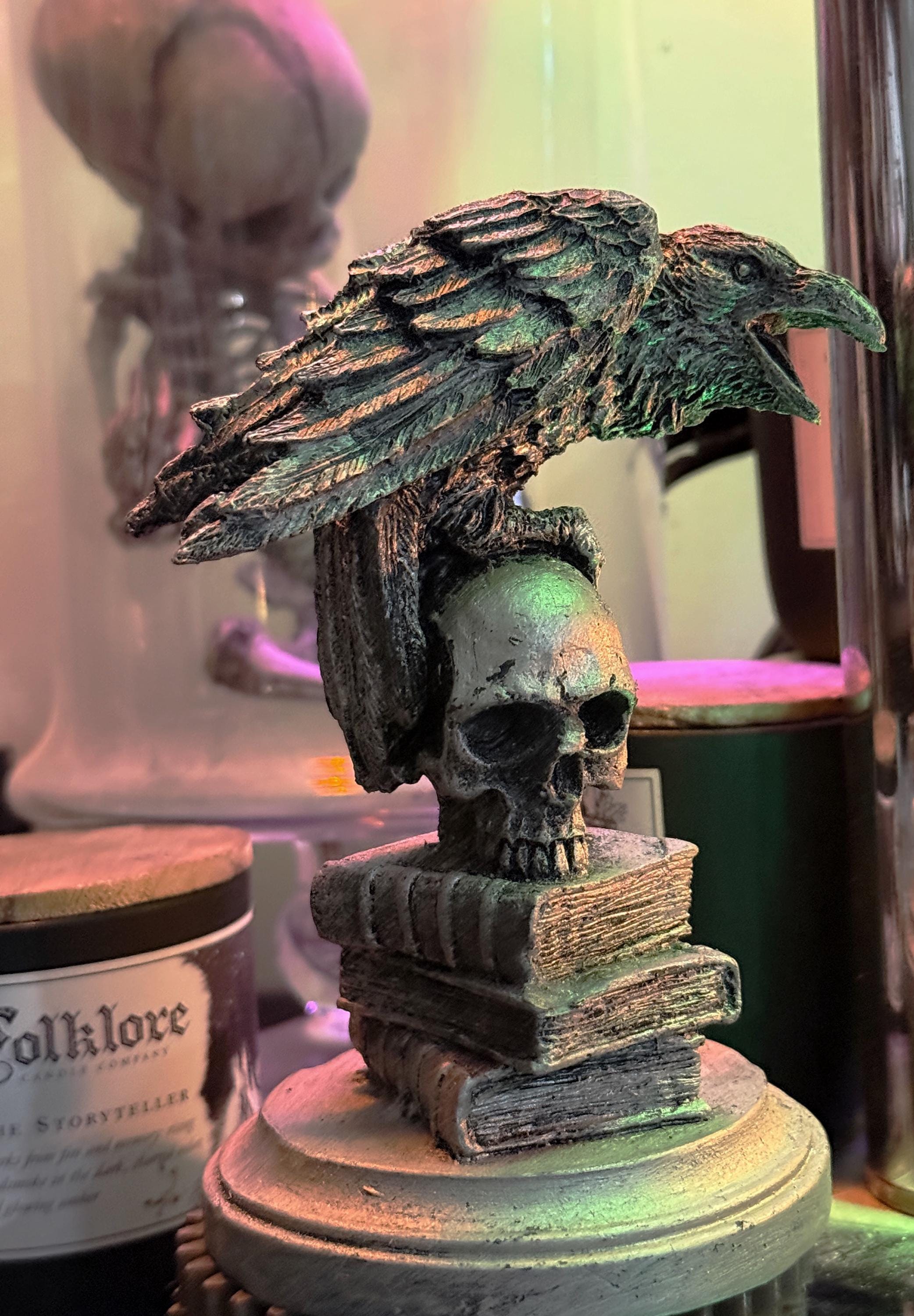 Raben-Skulptur Aus Kunstharz – 2-teiliges Set – Gruselige Deko Für Garten & Halloween