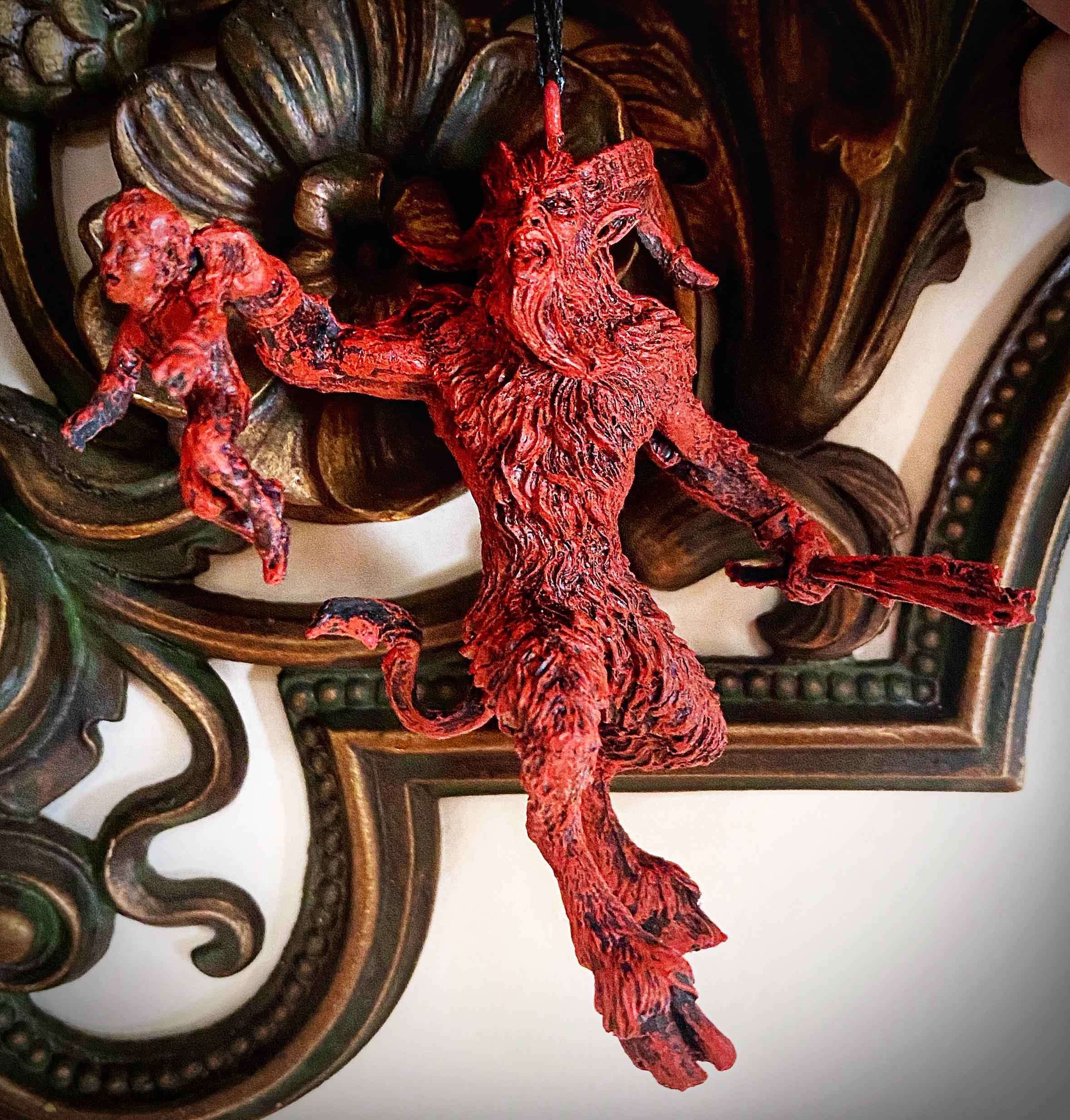 Krampus III Ornament, Hand Painted Resin Sculpture | Christmas