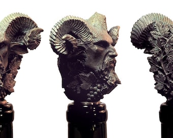 Satyr Winestopper, Hand Sculpted Resin | Mythic Fantasy Art Barware | Legendary Dionysus  Bottle Stopper | Fantasy Wine and Barware Gift