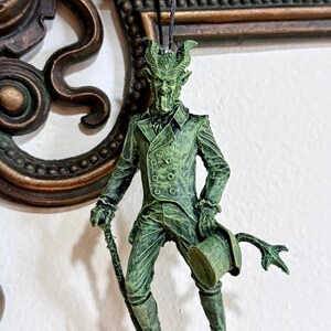 Gentleman Krampus Ornament, Hand Painted Resin Sculpture | Folklore Legend Figurine |Dark Christmas Devil for Holiday Decor image 4