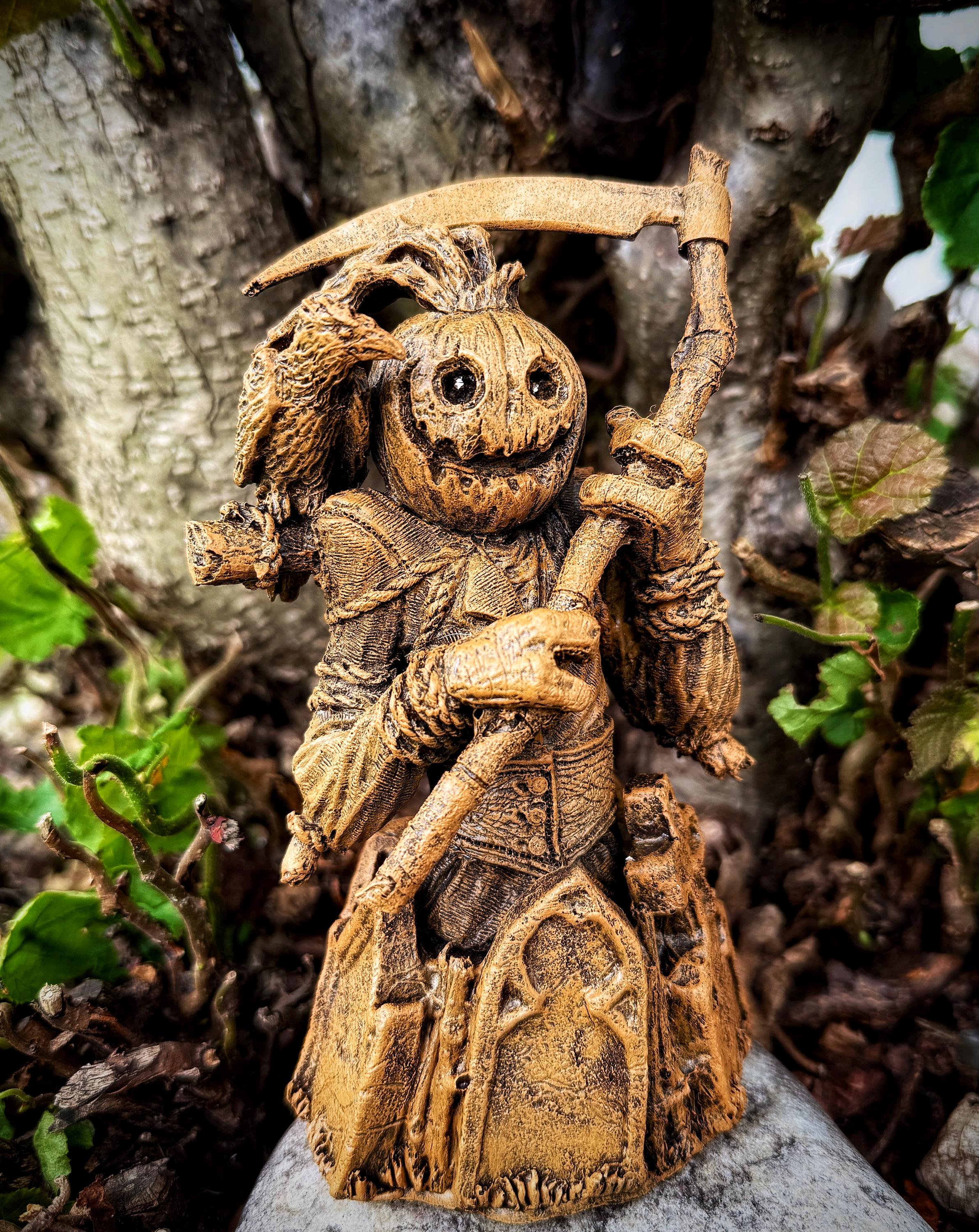 彫刻・オブジェ Zcst Jack-o'lantern Scarecrow Bust, Hand Painted Resin Statue | Pumpkin