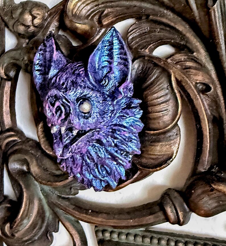 Vampire Bat Head Magnet, Hand Painted Resin Sculpture | Gothic Fantasy ...