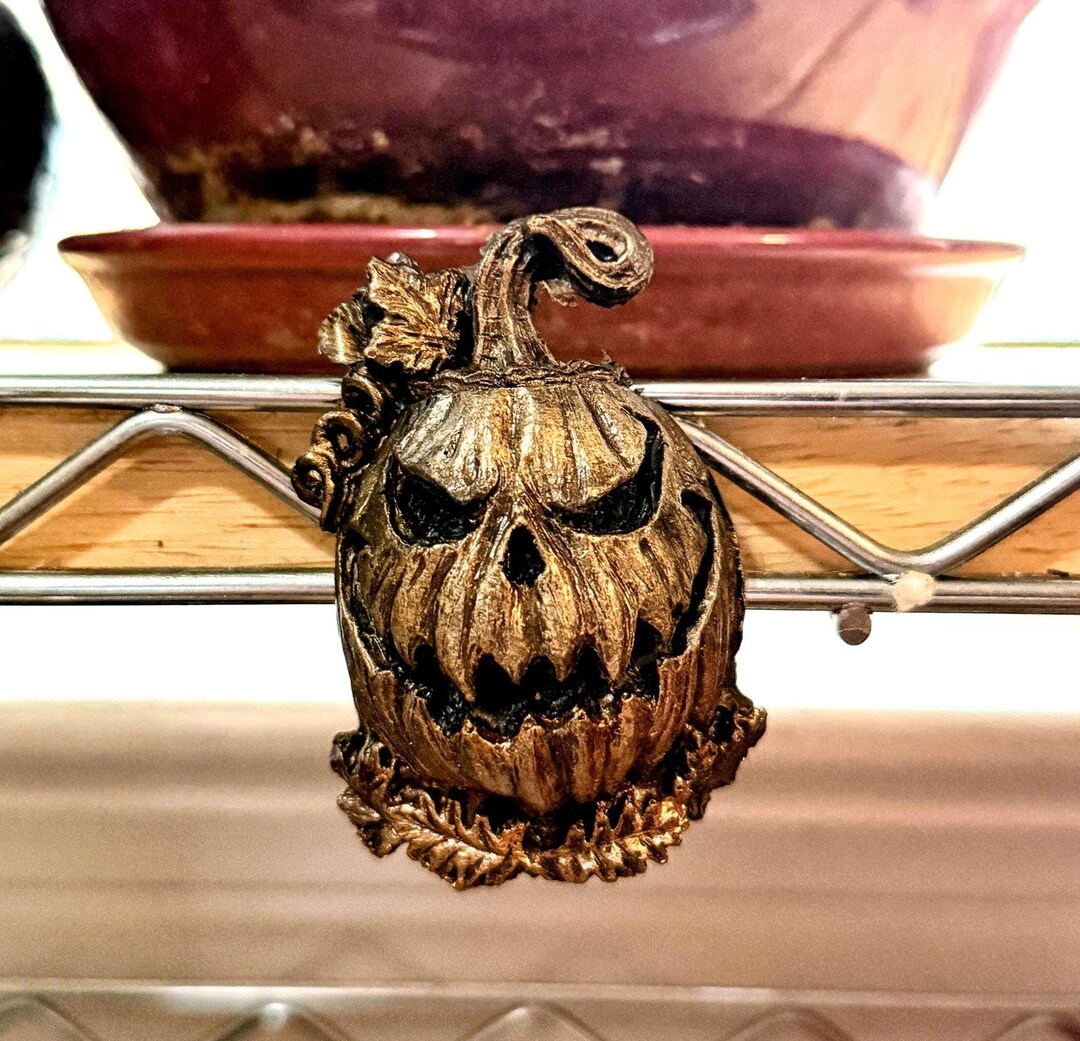 Jack O' Lantern Magnet, Hand Painted Resin Sculpture | Dark Halloween ...