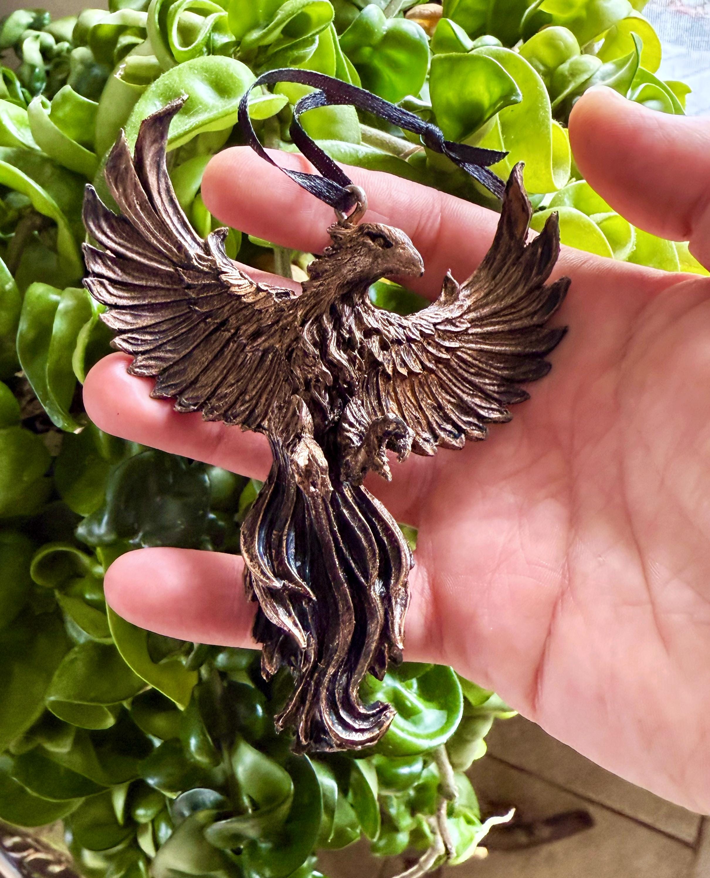 Ornement Phénix, Sculpture en Résine Peinte à la Main | Figurine créature mythique | Figurine légendaire du phénix enflammé, décoration d'ornement d'art fantastique - France