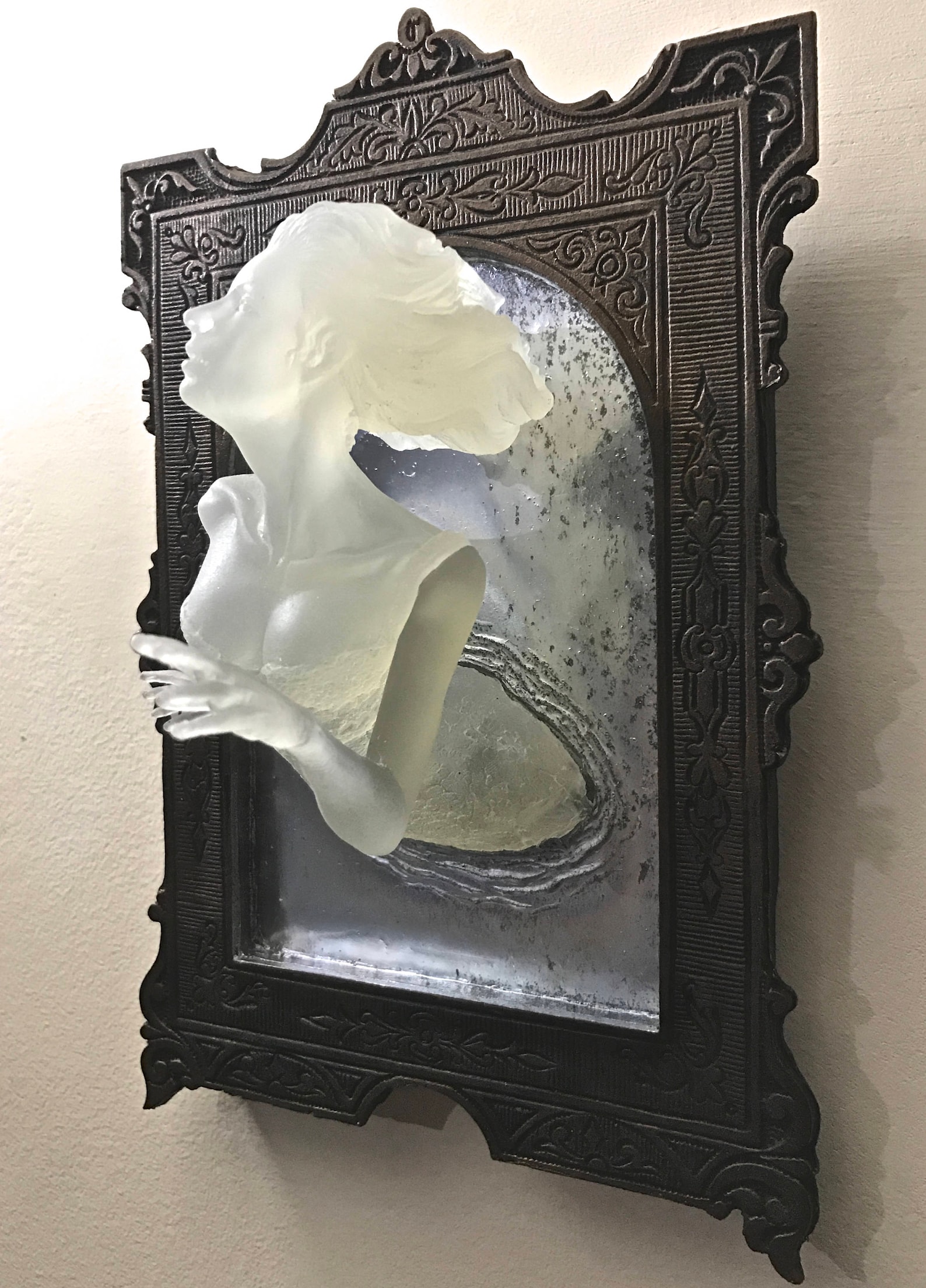 Image of Halloween Ghost in the Mirror Wall Plaque