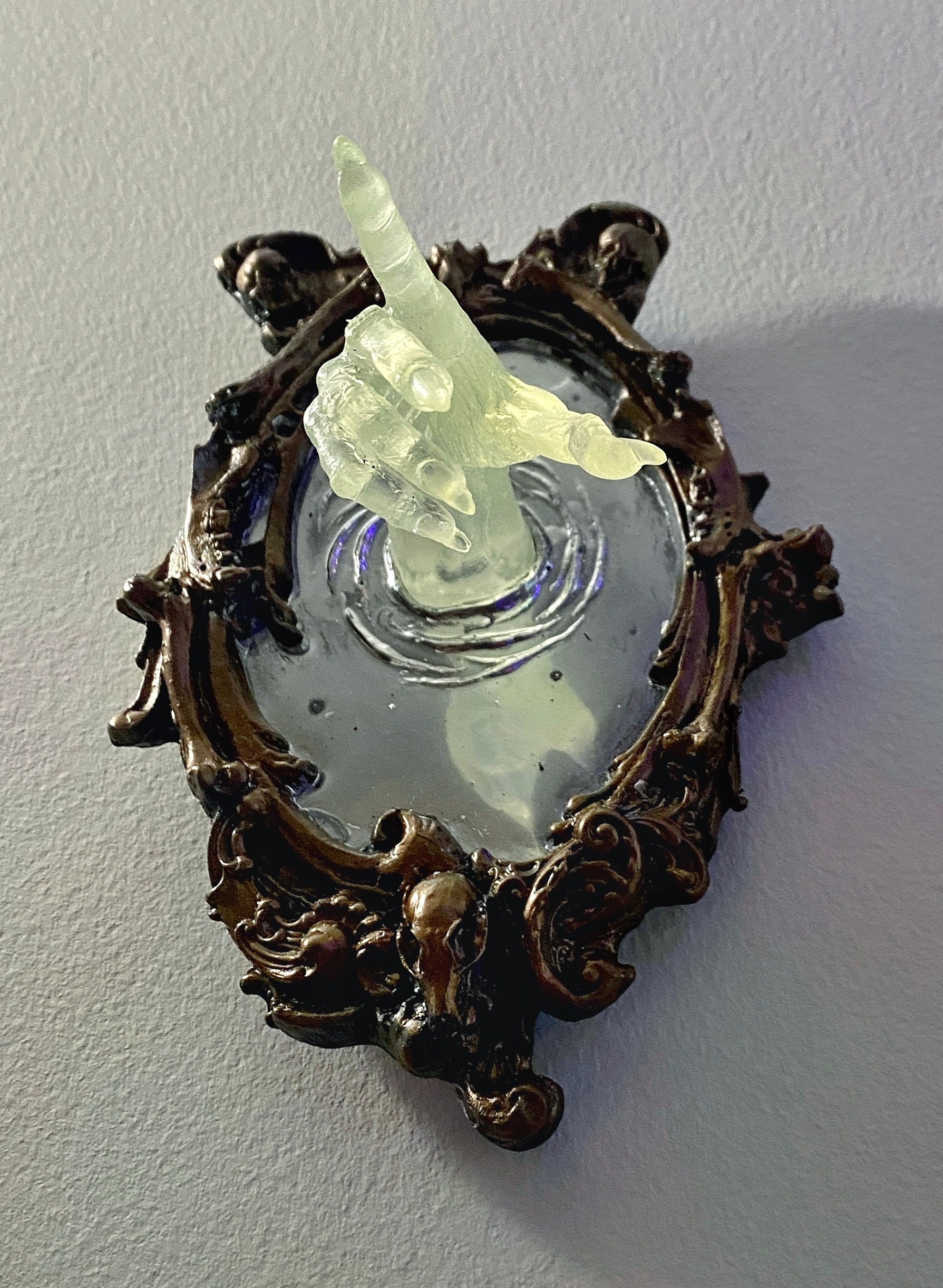 Spectral Hand Wall Plaque, Glow in the Dark Resin | Victorian Gothic Haunted Wall Art |Ghost Hand Gift for Halloween, Spooky Home Decor
