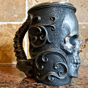 Necromancer Skull Mug. Pewter Finish image 3