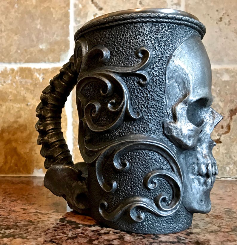 Necromancer Skull Mug. Pewter Finish image 3