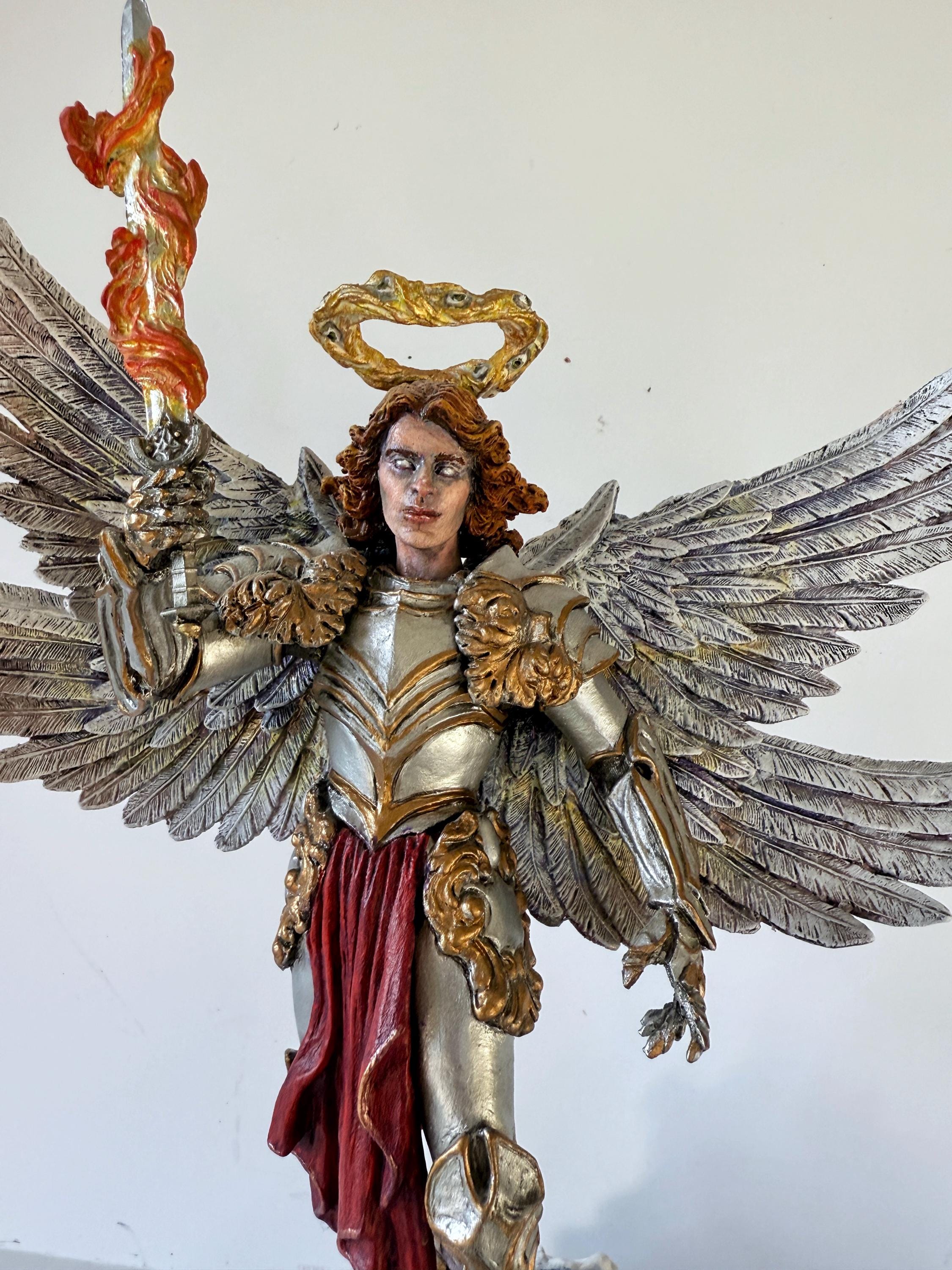 Saint Michael the Archangel Statue, Full Color | Mythological Figurine ...