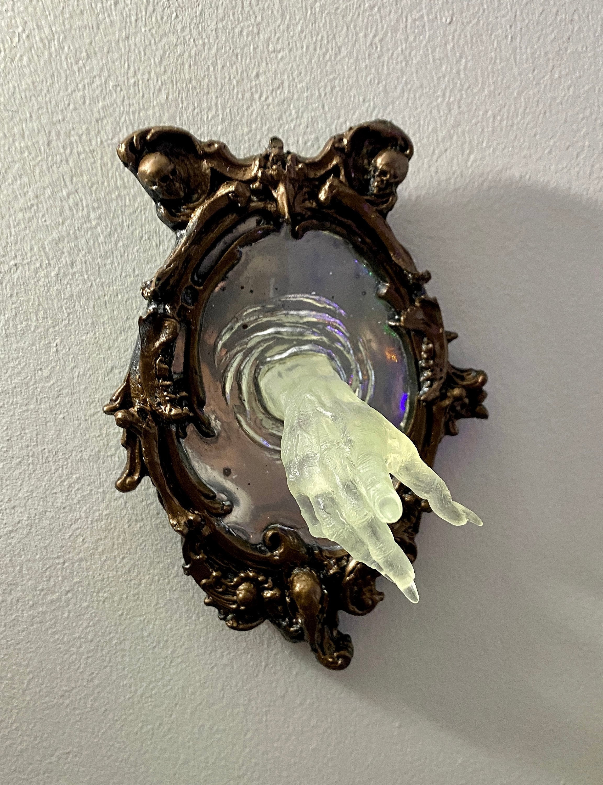 Spectral Hand Wall Plaque, Glow in the Dark Resin | Victorian Gothic Haunted Wall Art |Ghost Hand Gift for Halloween, Spooky Home Decor