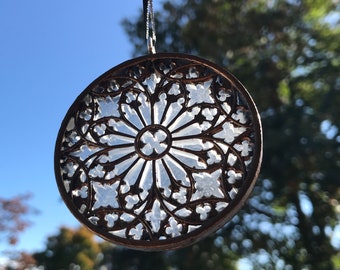 Gothic Cathedral Window Ornament, Translucent | Unique Gothic Home Decor | Resin Medieval Architecture, Gothic Ornament Holiday Decor